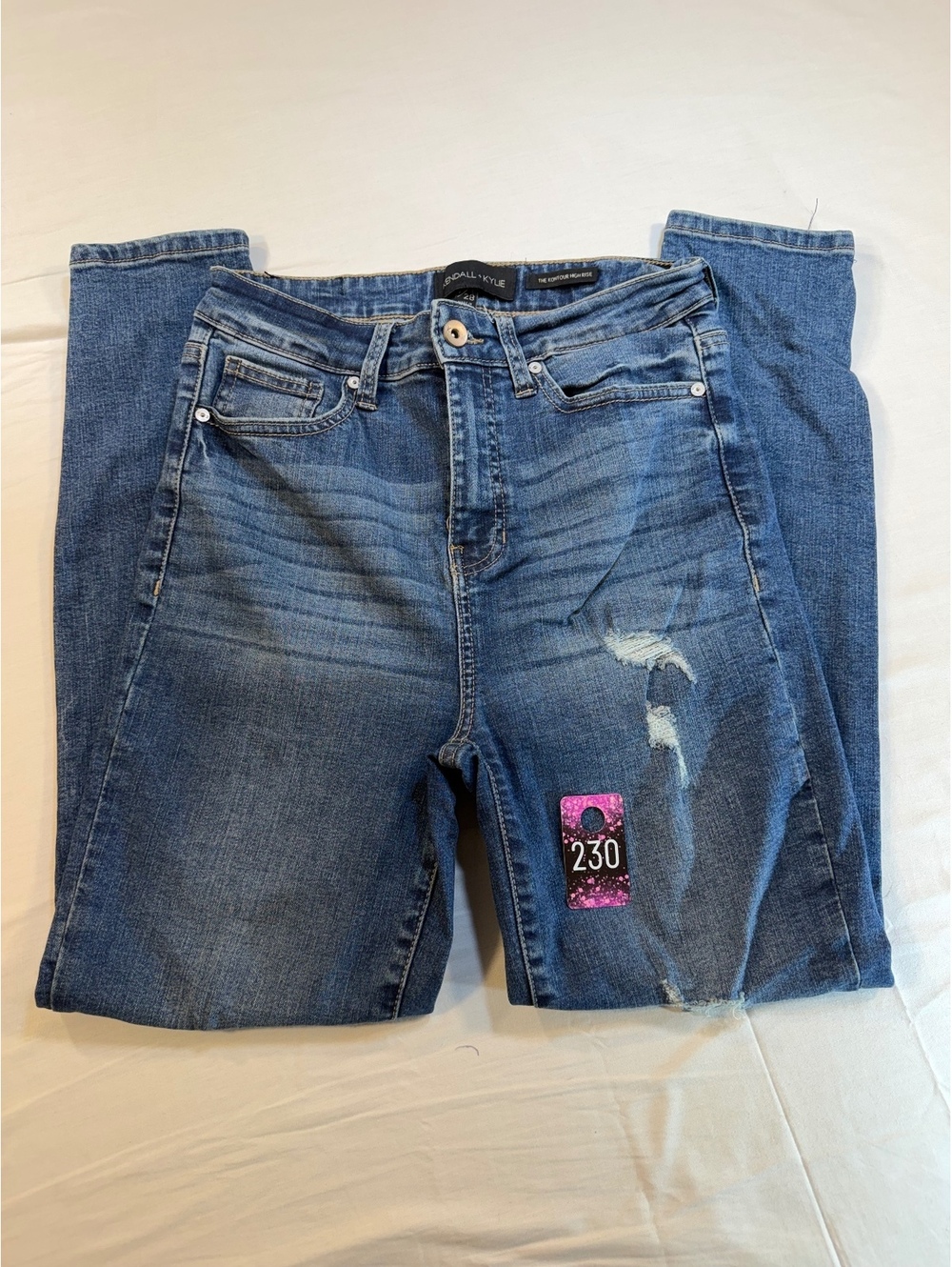 Kendall + Kylie The Kontour High Rise Distressed Skinny Jeans Size 28
